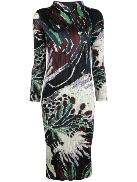 Rochie midi Pleats Please Issey Miyake plisată până la genunchi de costum maro