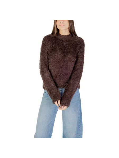 Pulover Only cu mâneci lungi lung maro