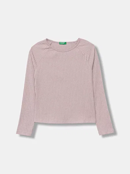 United Colors of Benetton tričko s dlhým rukávom detské s bavlnou ružová