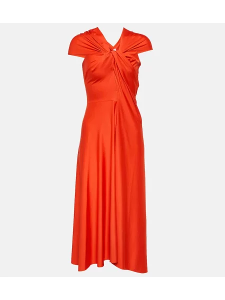 Rochie midi Victoria Beckham din satin drapată roșu