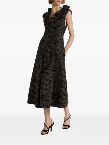 Rochie midi Alberta Ferretti cu model floral cu volane gri
