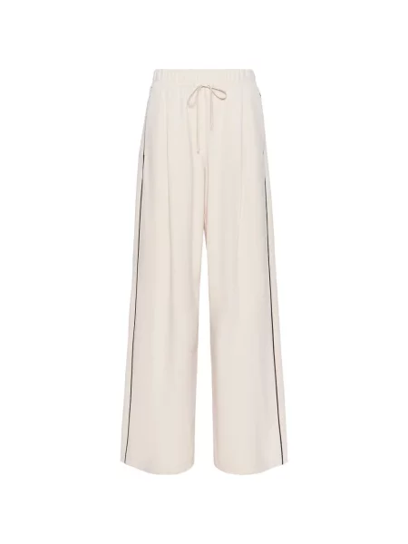 Pantaloni Max Mara cu dungi cu legături alb