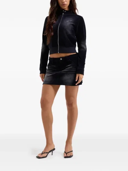 Fusta mini Juicy Couture de catifea negru