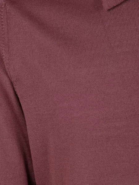 Lung tricou polo Nuur de lână roșu