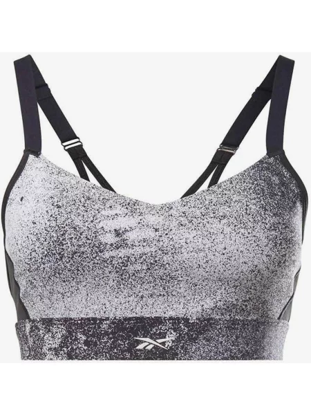 Biustonosz Reebok Studio Lux z paskami na całej powierzchni i nadrukiem czarno-biały XXS biały