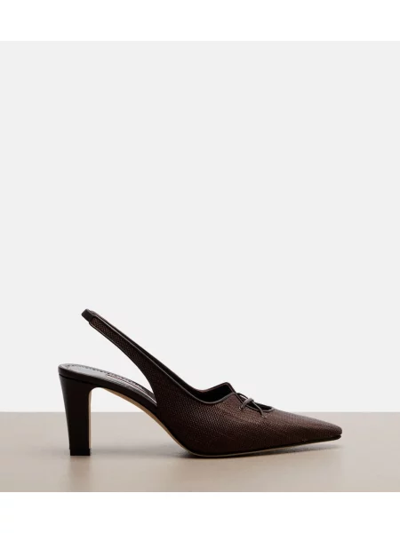 Pantofi cu toc Manolo Blahnik slingback maro
