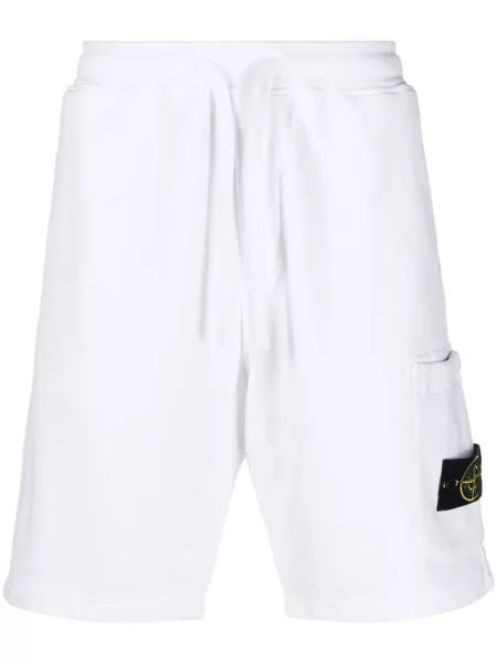 Pantaloni scurți Stone Island cu strasuri alb