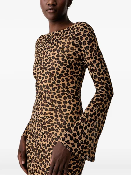 Rochie midi Never Fully Dressed cu imagine cu model leopard din dantelă