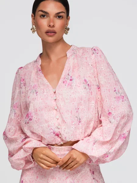 Bluză Ombre cu broderie alb