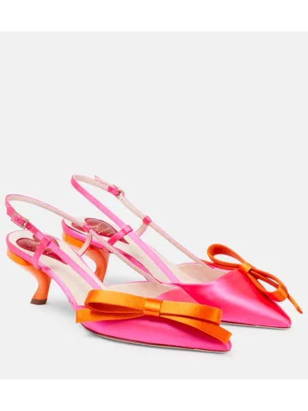 Satenaste salonarji Roger Vivier z lokom z odprtimi petami oranžna