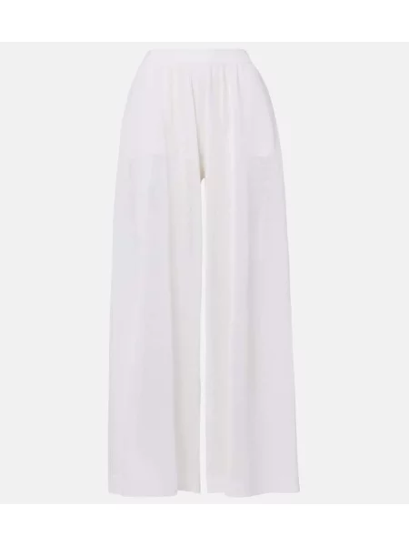 Lniane szerokie spodnie Alaïa białe