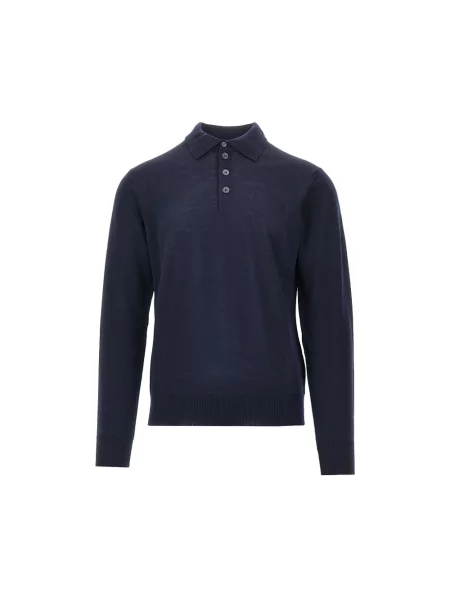 Koszulka polo Emporio Armani wełniana niebieska