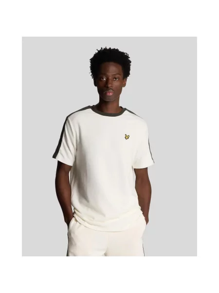 T-shirt z kontrastowymi paskami Lyle & Scott biała