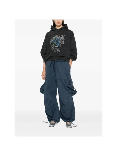 Bluza z kapturem Ganni z kapturem z nadrukiem czarna