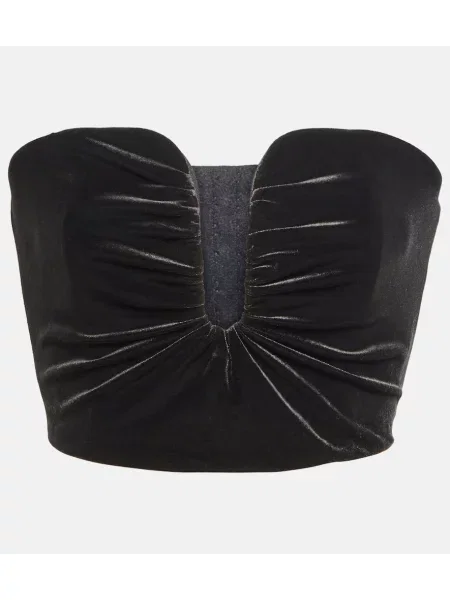 Cropp top Self-portrait de catifea negru