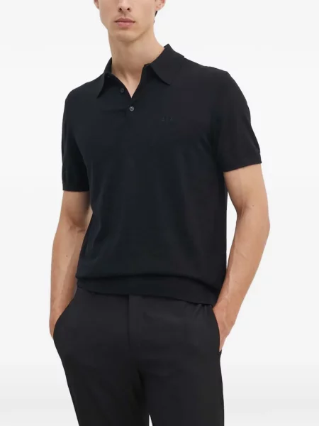 Scurt tricou polo Armani Exchange cu broderie negru