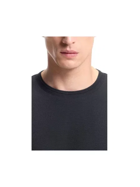 T-shirt z prążkowanym okrągłym dekoltem model ‘TIBURT’ Boss czarna