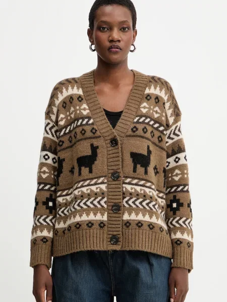 Dzianinowa kurtka Weekend Max Mara brązowa