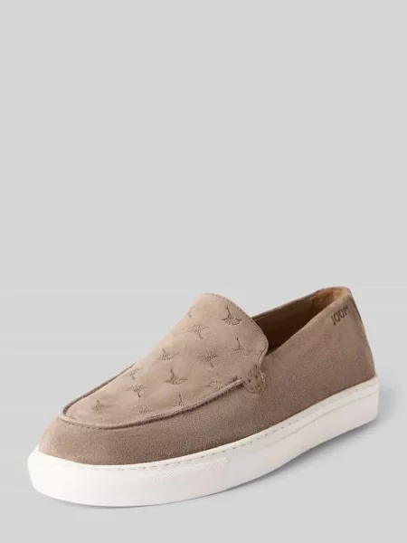 Sneakersy wsuwane ze skóry ze wzorem z logo Joop! Shoes beżowe