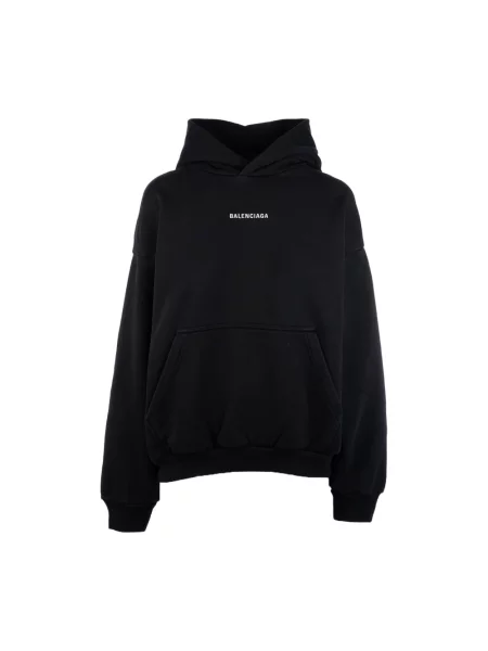 Lniana bluza z kapturem Balenciaga czarna