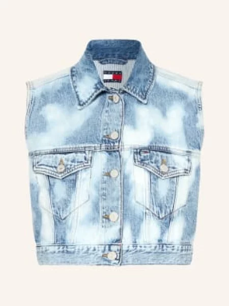 Tommy Jeans Krátká Džínová Vesta tmavě modrá