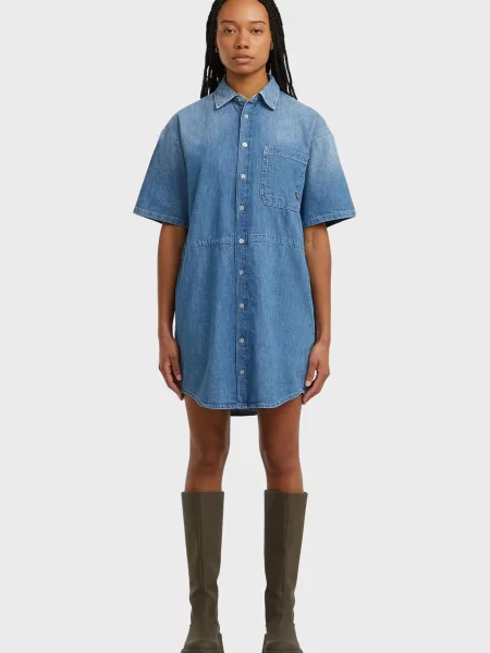 Джинсова сукня G-star Raw синя