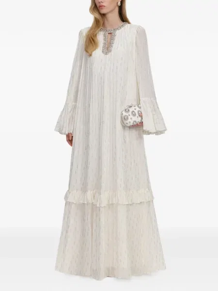 Maxi rochie maxi Self-portrait cu volane de costum alb