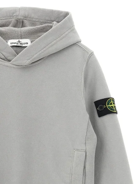 Dětska mikina s kapucí Stone Island šedá