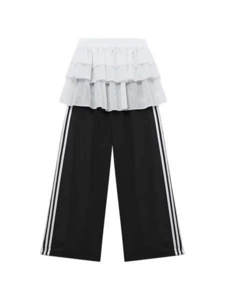 Spodnie Adidas z falbankami sznurowane koronkowe różowe