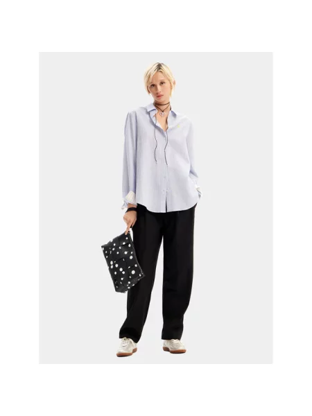 Lniana torebka Desigual w grochy czarna