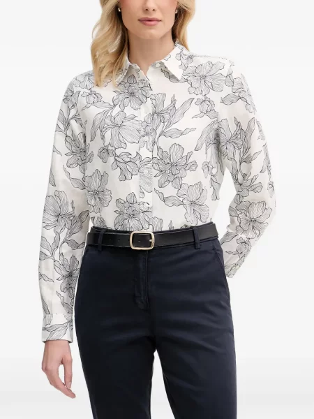 Lung cămașă Gant cu model floral cu imagine alb