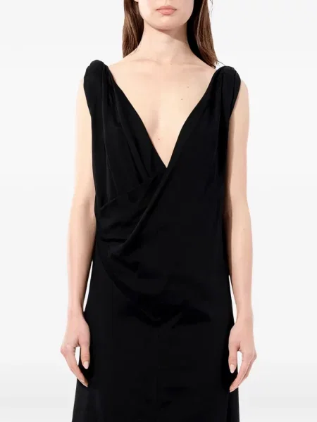 Rochie Balenciaga cu decolteu în V asimetrică negru