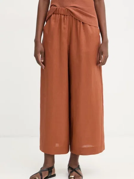 MM by Max Mara spodnie lniane CANNETI pomarańczowe
