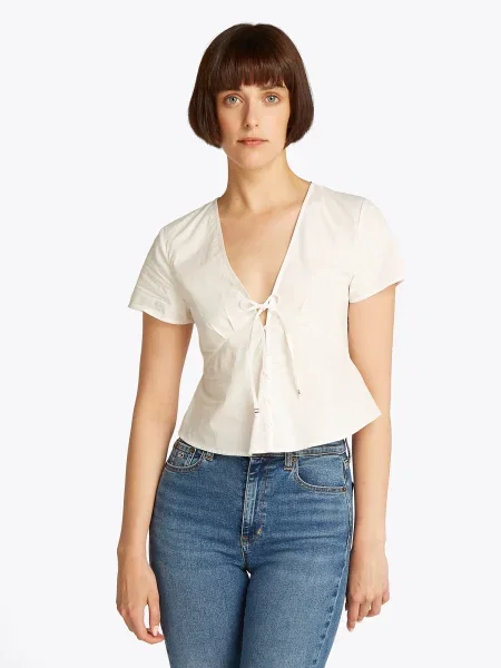Tommy Jeans Bluză murdar alb