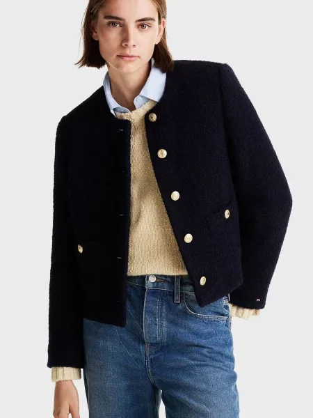 Укорочений букле піджак Tommy Hilfiger синій