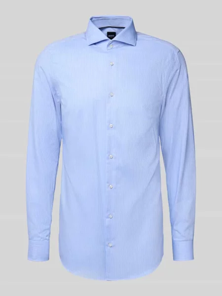 Koszula biznesowa o kroju slim fit z czystej bawełny Boss błękitna