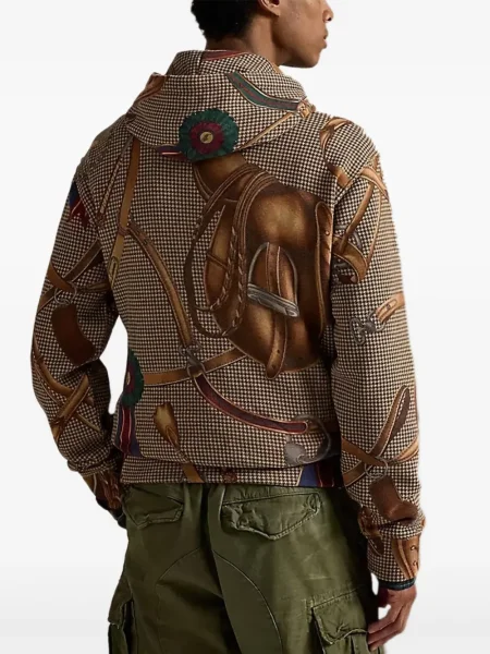 Polo Polo Ralph Lauren cu broderie cu imprimeu geometric din fleece maro