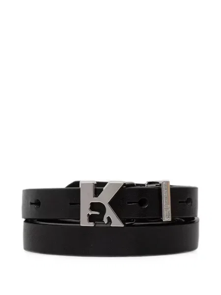 Curea Karl Lagerfeld Jeans din piele cu autograf negru