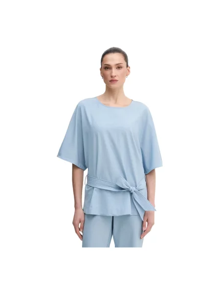 Bluzka o kroju relaxed fit z mieszanka Model Rikas' Mos Mosh niebieska