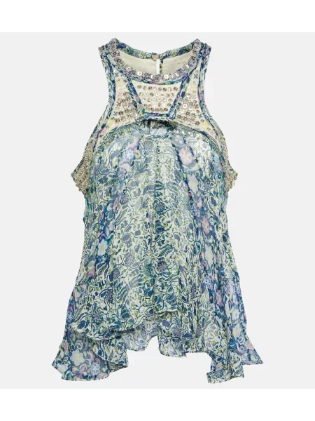 Top Isabel Marant de mătase cu imagine
