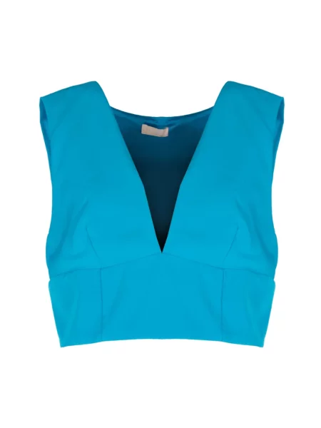 Top Liu Jo z dekoltem w serek elegancki niebieski
