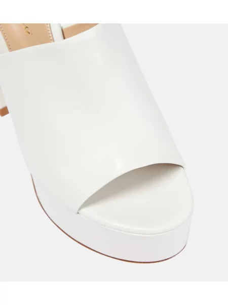 Papuci tip mules Gianvito Rossi din piele cu platformă alb