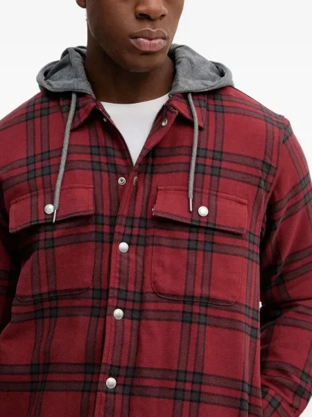 Geacă cu puf Levi's® cu glugă de flanelă albastru