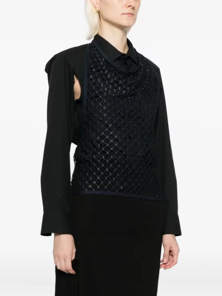 Top Lemaire plasă cu gât halter de plasă albastru