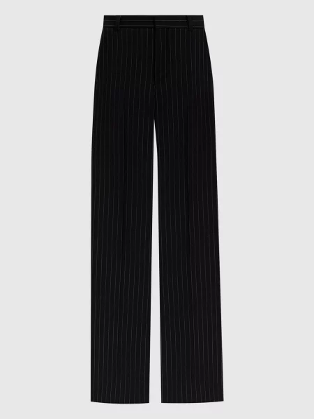 Шерстяные брюки Wardrobe.nyc в полоску черные