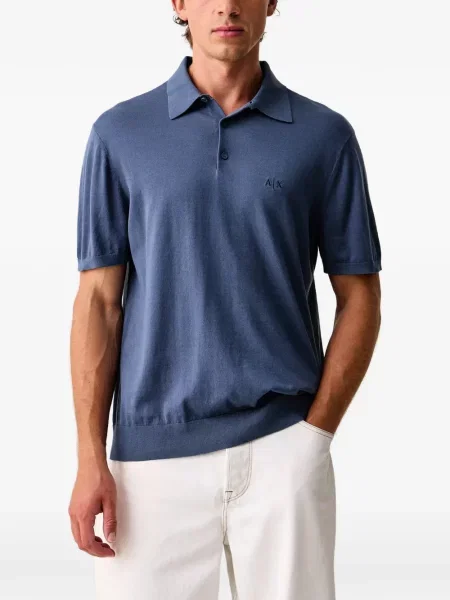 Tricou polo Armani Exchange cu broderie albastru