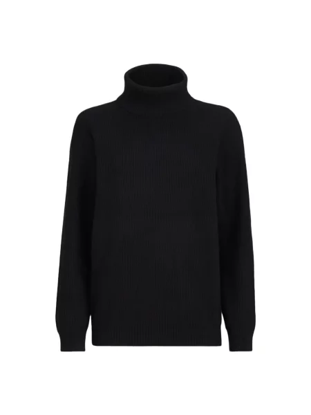 Lniany sweter z golfem Brunello Cucinelli czarny