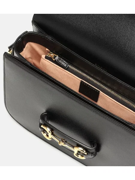 Geanta de piele Gucci Horsebit din piele negru
