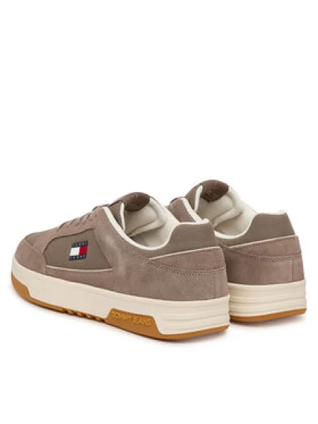 Tommy Jeans Laisvalaikio batai Canvas Leather Cupsole Trainers ruda