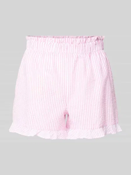 Szorty o kroju relaxed fit z dołem obszytym falbaną model ‘Salvador’ A-view różowe